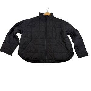Roxy Womens Quilted Puffer Jacket Black Full Zip Mock Neck XL 1893563